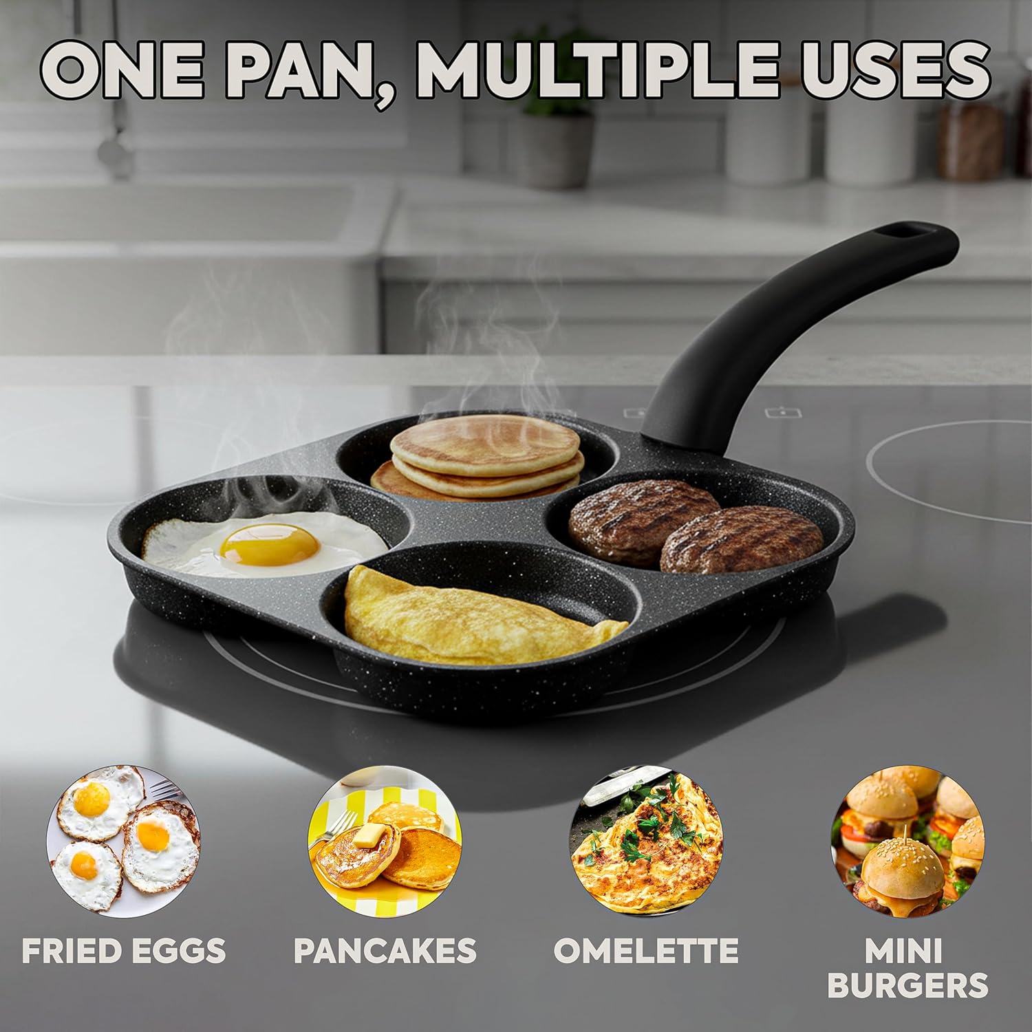Crepe Pan Nonstick - Sartén Antiadherente para Huevos y Panqueques,